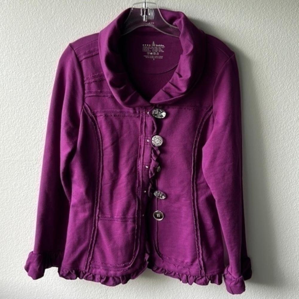 Neon Buddha jacket ruffled Barbiecore size small violet
